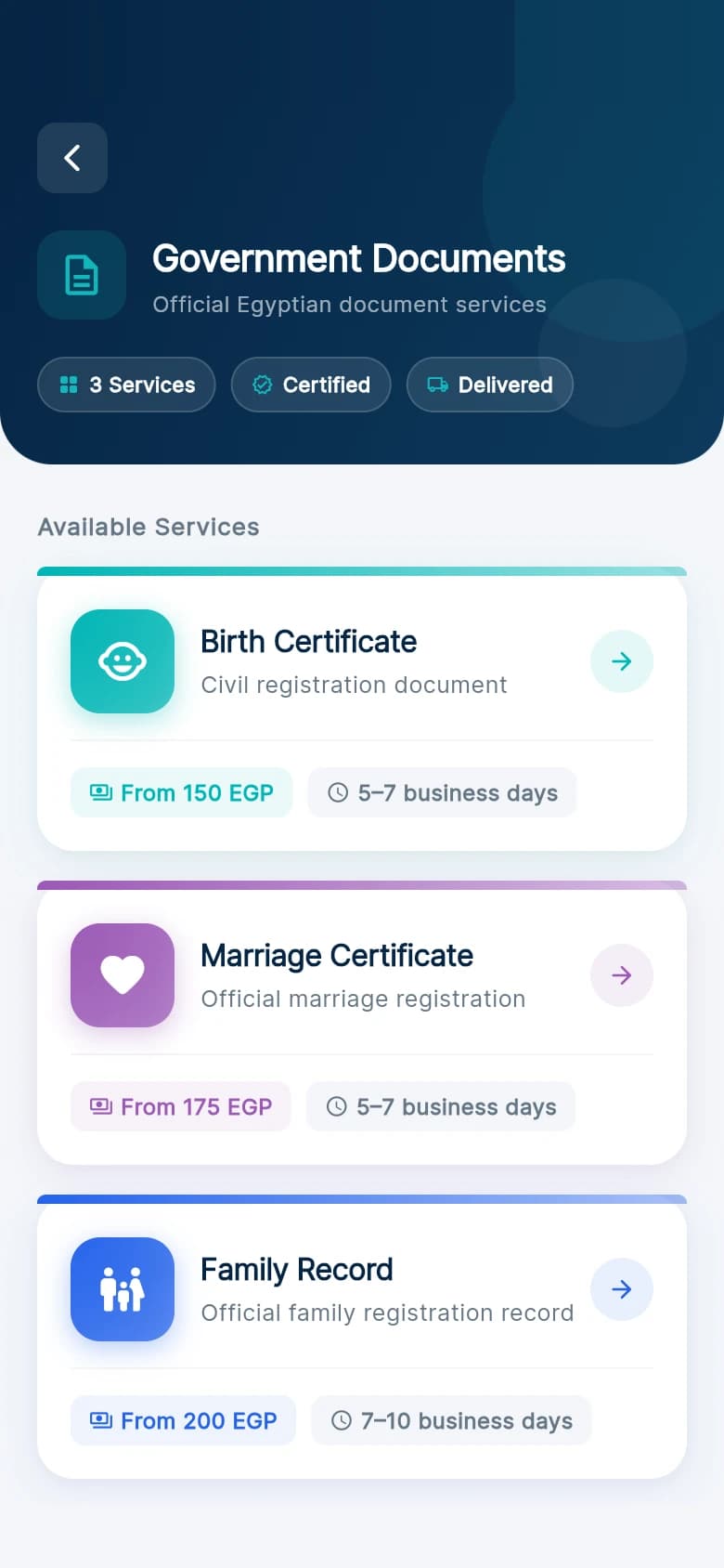 Screenshot of the Inzerv app: Documents